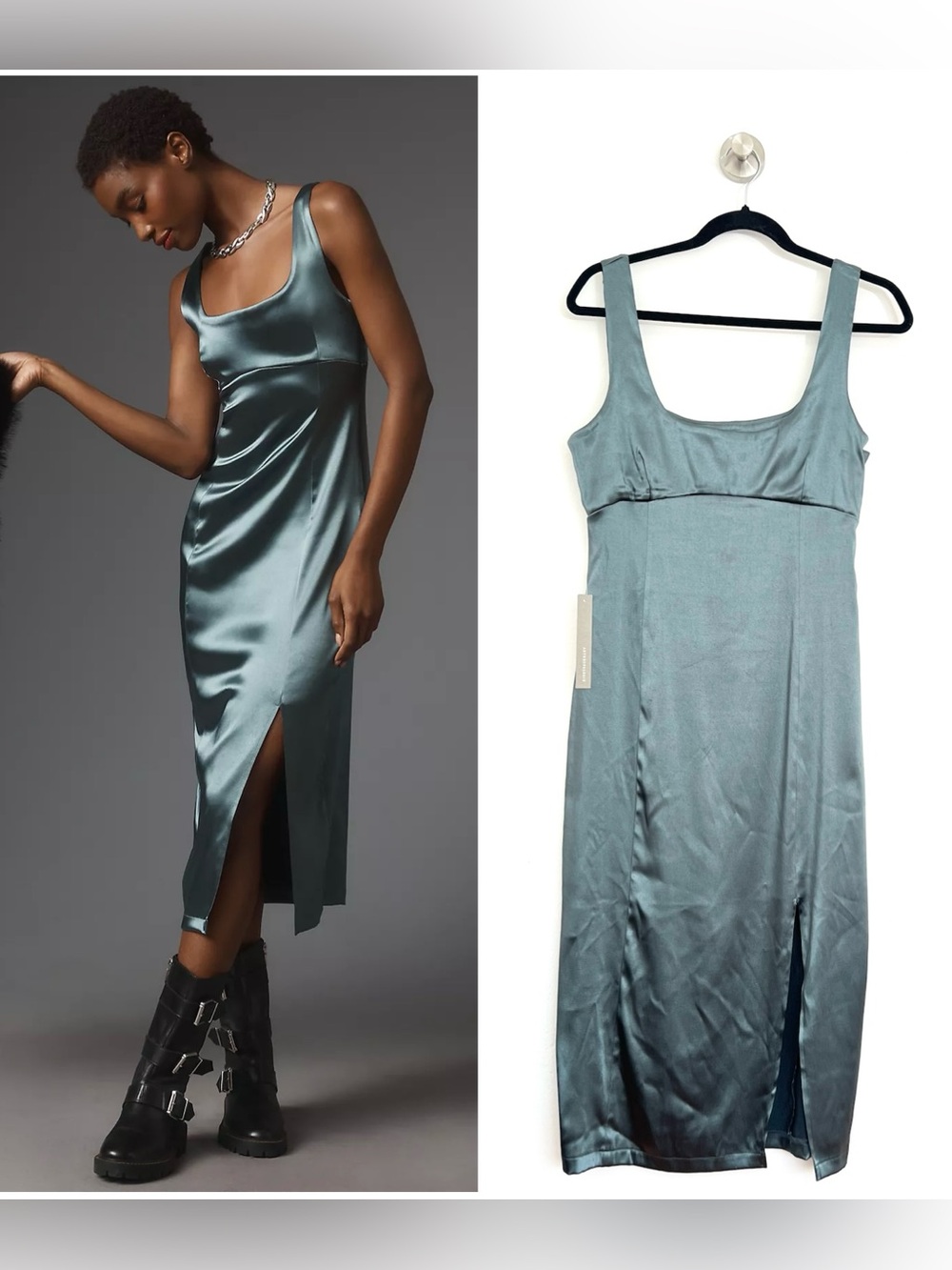 NWT Maeve Satin Square Neck Midi Dress